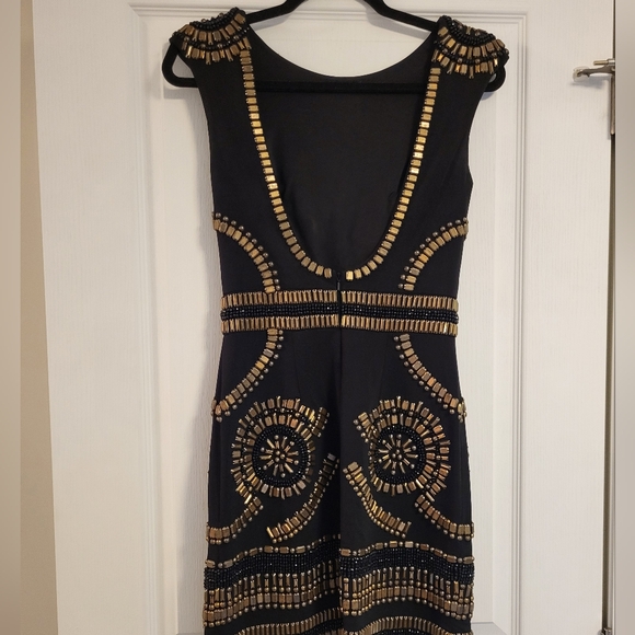 Talitha black cocktail dress with gold beading in Size 2. - Picture 2 of 3